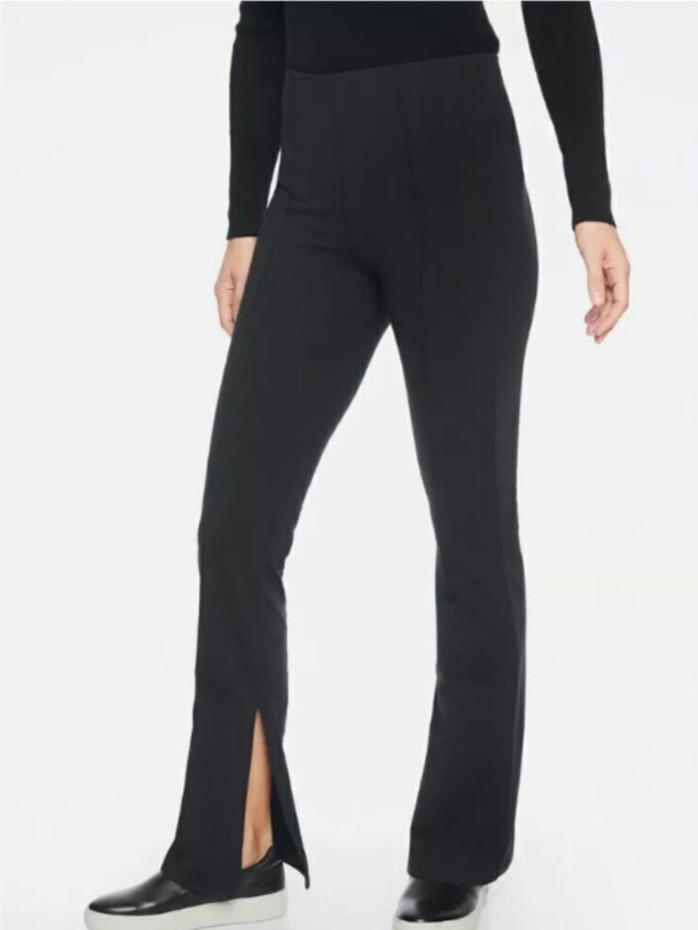 Athleta Black Boot-Cut Flare Pants with Front Slit